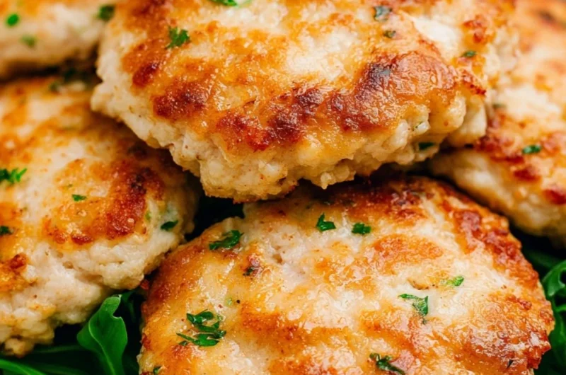 Air fryer chicken patties served with dipping sauce on a plate