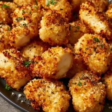 Air Fryer Ranch-Crusted Chicken Bites with a crispy layer of ranch seasoning