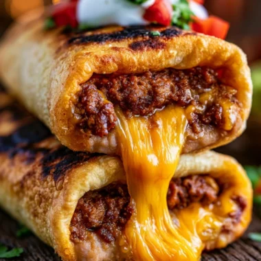 Delicious Beef and Cheese Chimichangas served with salsa and guacamole.