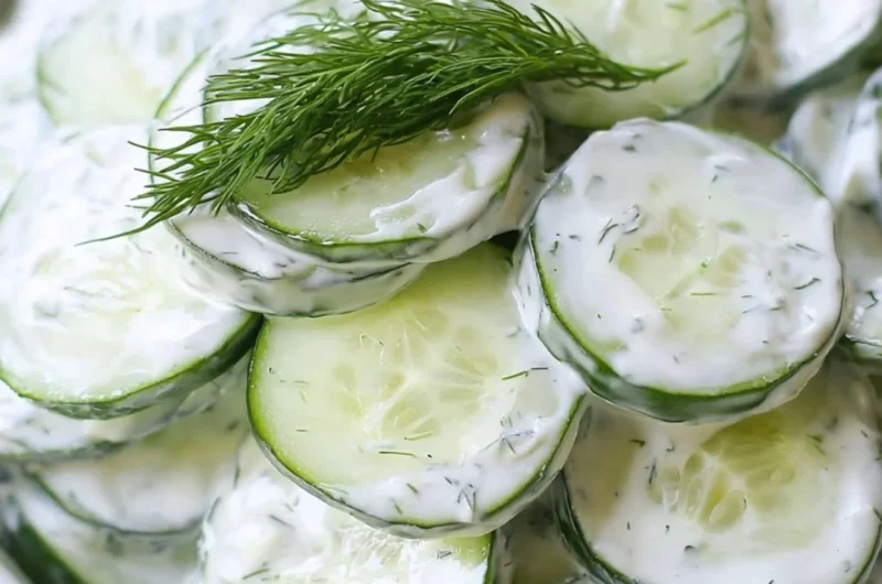 Creamy Cucumber Onion Salad with Sour Cream Dressing