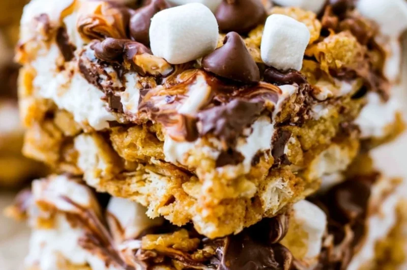 Delicious no-bake s'mores bars with chocolate and marshmallows