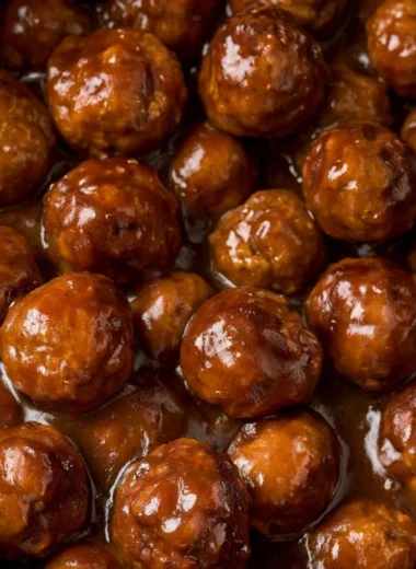 Delicious Slow Cooker Salisbury Steak Meatballs served with rich gravy.