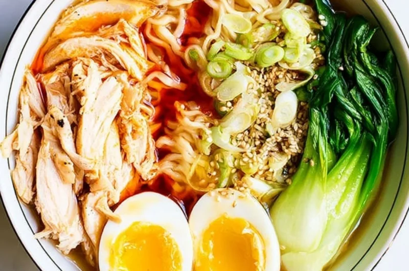 Bowl of delicious instant ramen made in an Instant Pot