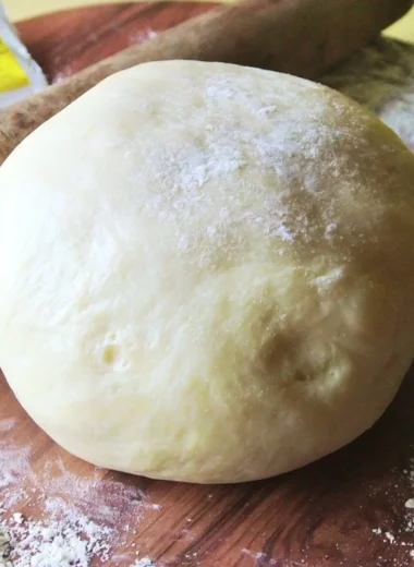 Homemade Italian pizza dough ready for cooking