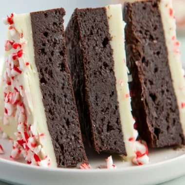Delicious peppermint bark brownies topped with crushed candy canes